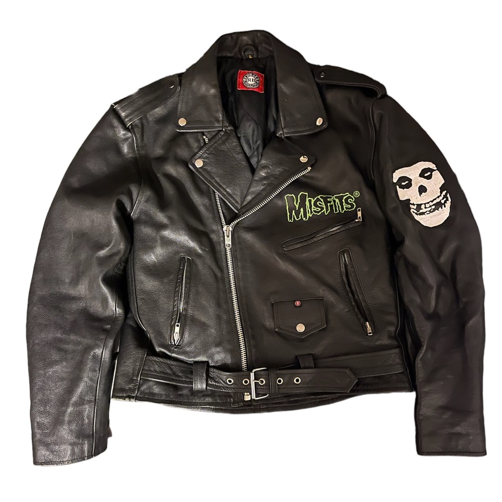 -RARE/VINTAGE- OFFICIAL The MISFITS LEATHER BIKER JACKET